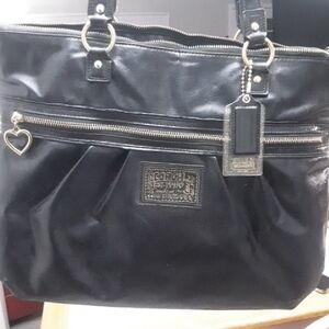 Coach Black Leather Tote Bag